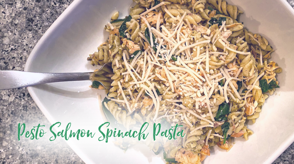 Recipe: Pesto Salmon Spinach Pasta